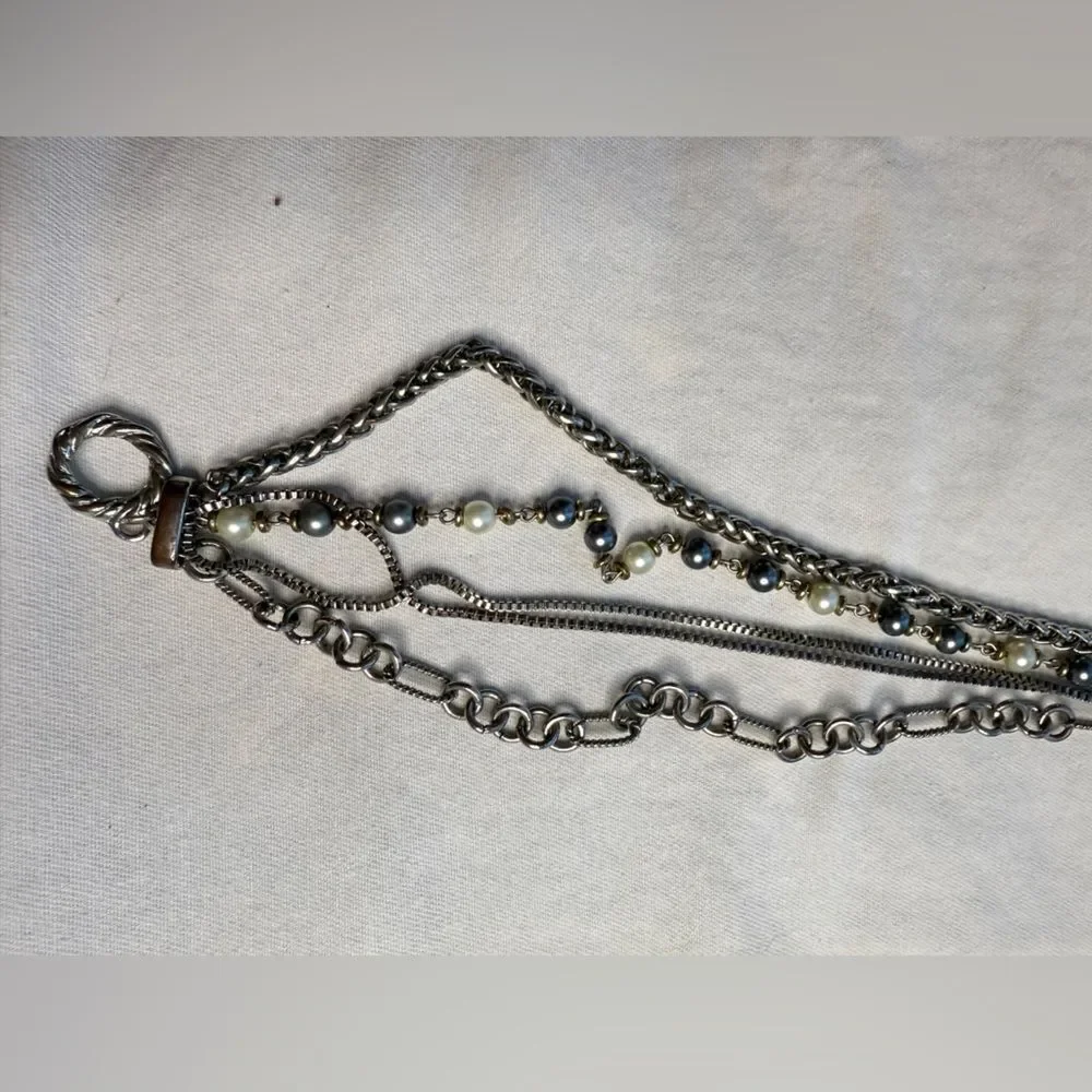 Y2K Moto Edgy Punk Three Chain Silver Necklace